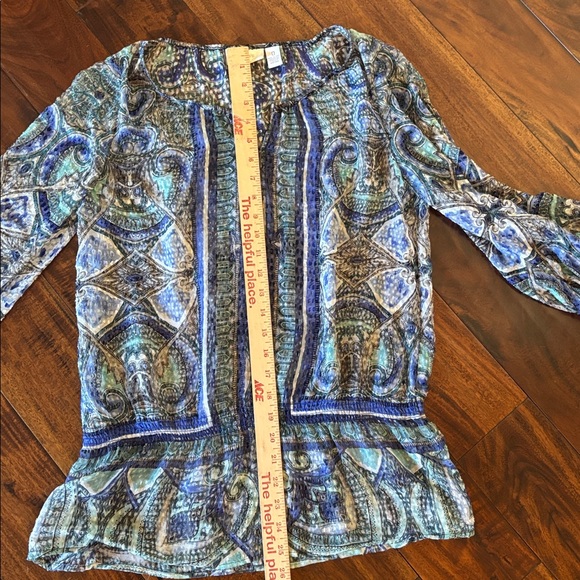 Chico's | Multicolor Paisley Blouse With Elastic Waist - Picture 5 of 8